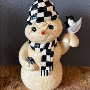 Snowman with bird  NWT vintage collectible House of Hatten handpainted wood carv